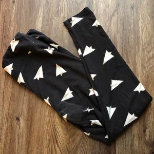 Black and white paper airplane LuLaRoe TC leggings